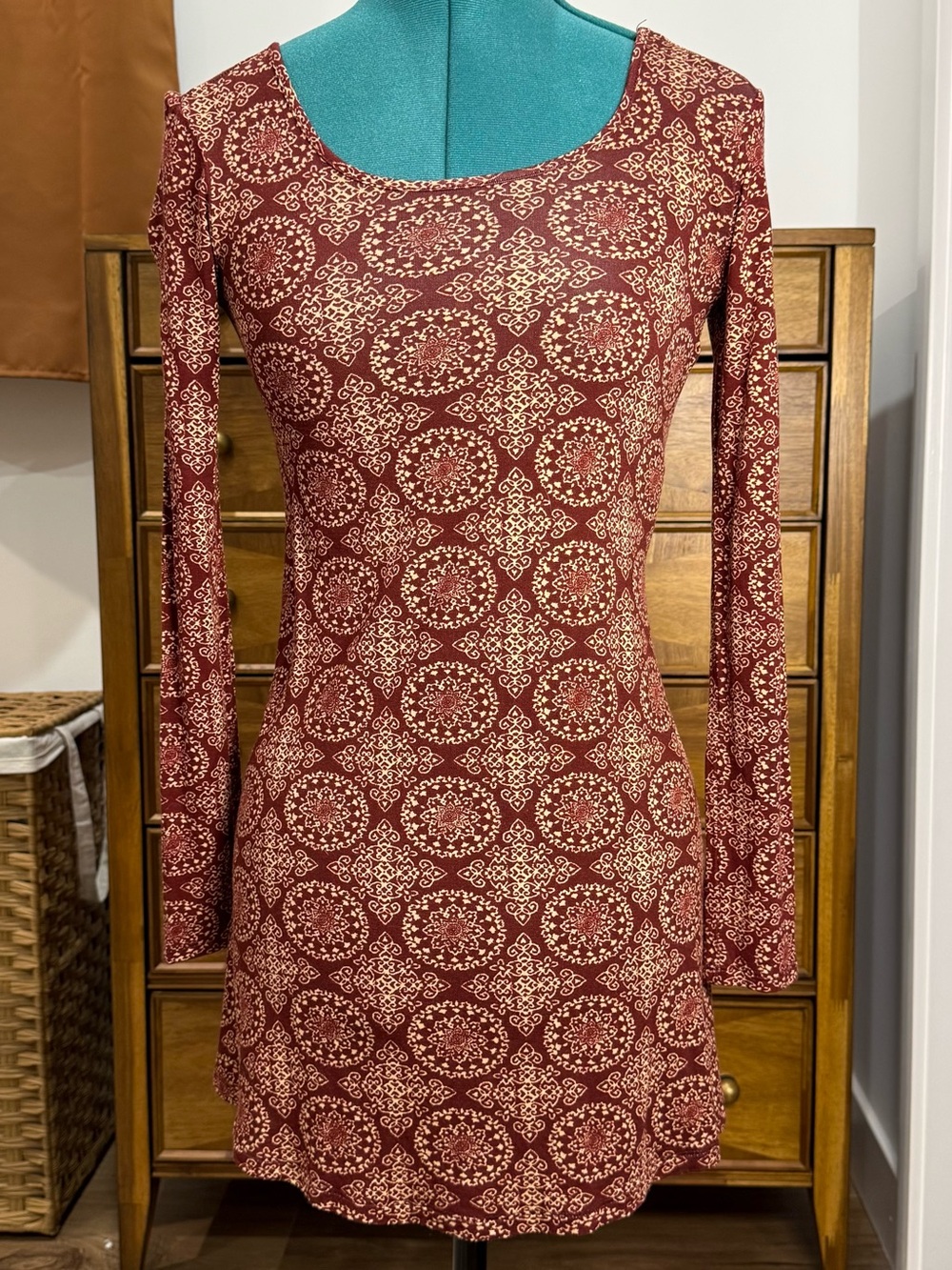 Forever 21 Burgundy Boho Print Mini Dress